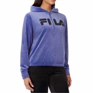 Fila Womens Velour Quarter Hoodie Marlin(Blue) Size XS